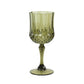 Dusty sage green crystal cut shatterproof cocktail goblet.