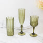 Dusty sage green shatterproof cocktail goblets in a 6-pack.