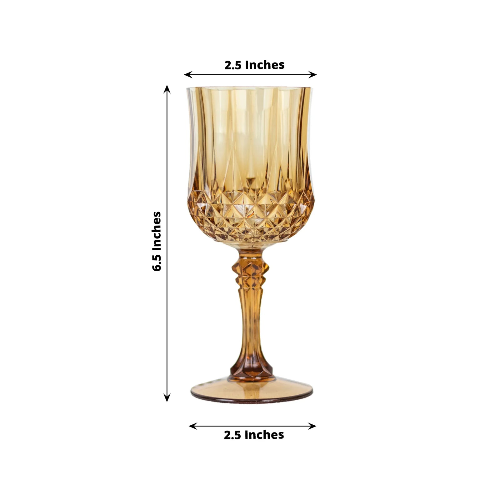 Amber gold shatterproof cocktail goblet, reusable 8oz wine glass.
