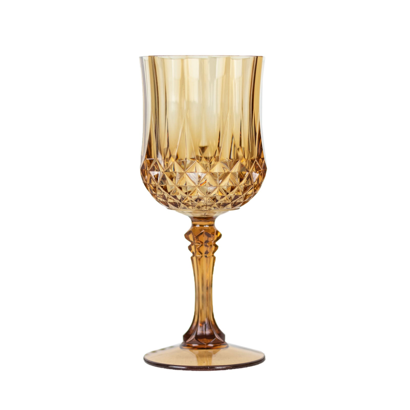 Amber gold crystal cut reusable plastic cocktail goblet