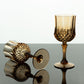 Amber gold crystal cut shatterproof cocktail goblets, 8oz, reusable, 6 pack.