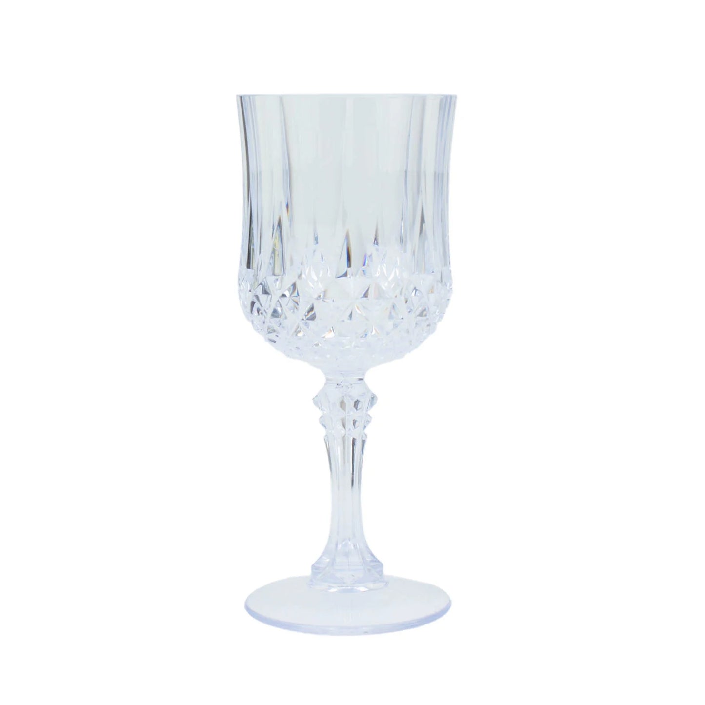 6 Pack | 8oz Clear Crystal Cut Reusable Plastic Cocktail Goblets, Shatterproof Wine Glasses