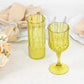 6 Pack 8oz Green Crystal Cut Reusable Plastic Cocktail Goblets, Shatterproof Wine Glasses