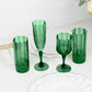 6 Pack 8oz Hunter Emerald Green Crystal Cut Reusable Plastic Cocktail Goblets, Shatterproof Wine Glasses