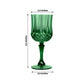6 Pack 8oz Hunter Emerald Green Crystal Cut Reusable Plastic Cocktail Goblets, Shatterproof Wine Glasses