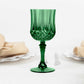 6 Pack 8oz Hunter Emerald Green Crystal Cut Reusable Plastic Cocktail Goblets, Shatterproof Wine Glasses