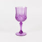6 Pack 8oz Purple Crystal Cut Reusable Plastic Cocktail Goblets, Shatterproof Wine Glasses