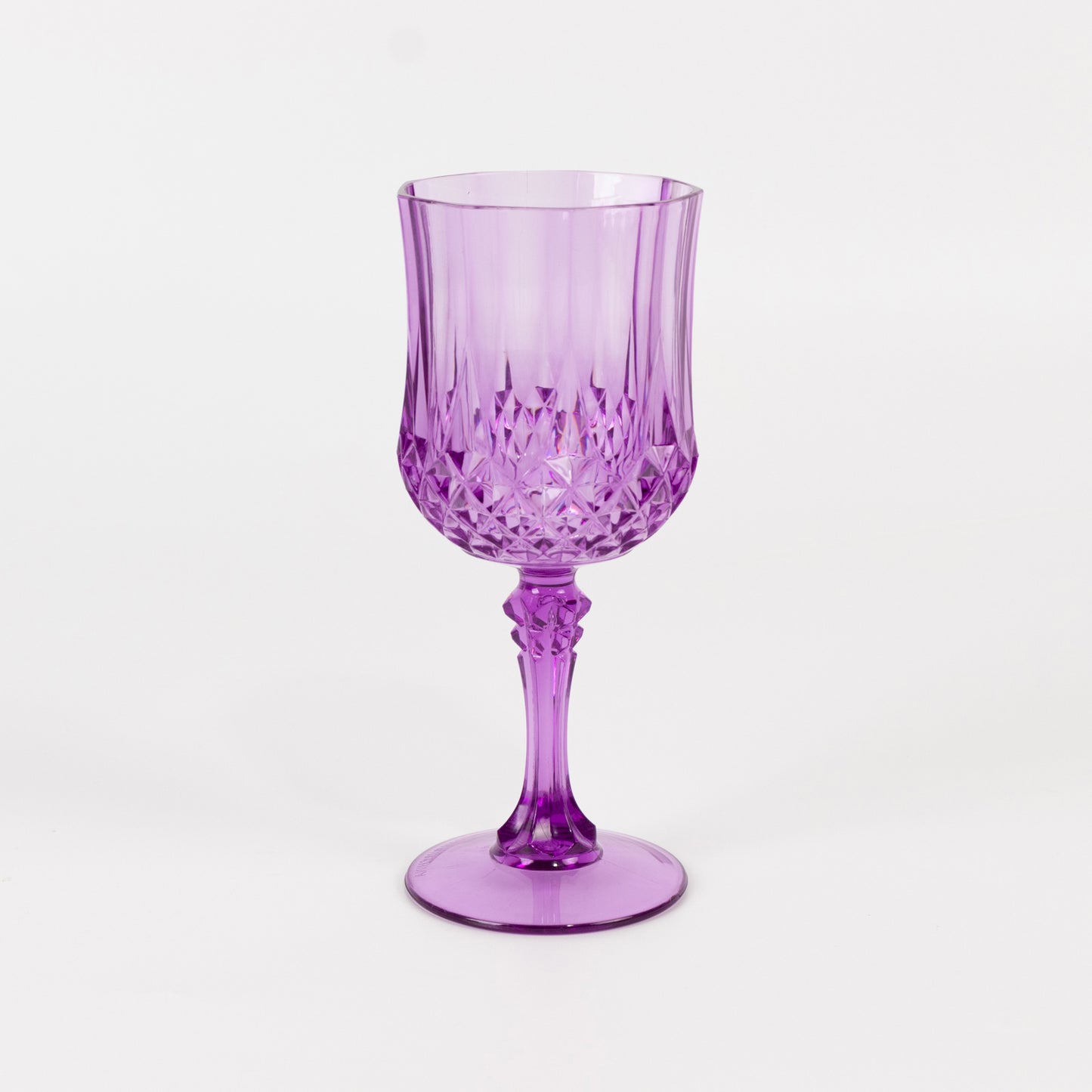 6 Pack 8oz Purple Crystal Cut Reusable Plastic Cocktail Goblets, Shatterproof Wine Glasses
