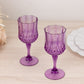 6 Pack 8oz Purple Crystal Cut Reusable Plastic Cocktail Goblets, Shatterproof Wine Glasses