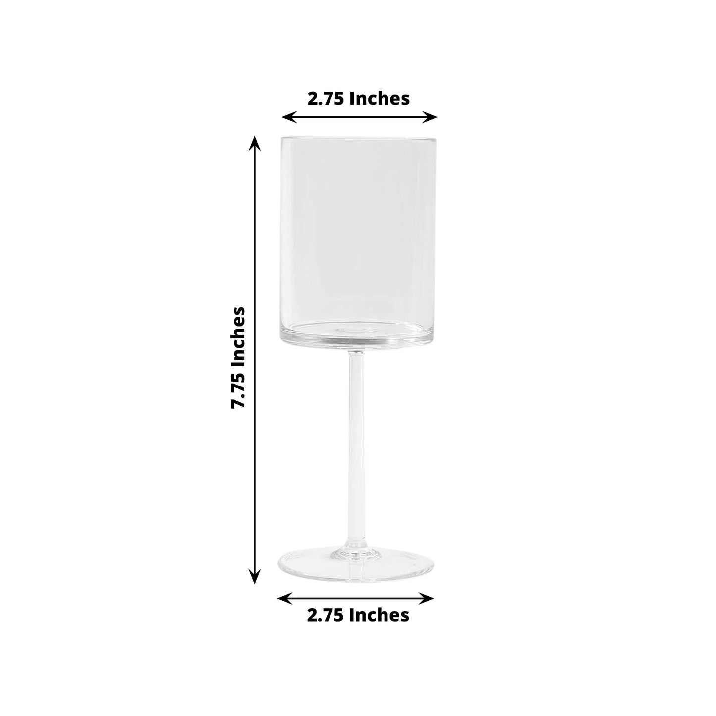 Clear plastic reusable cocktail glass with long stem, 10oz, shatterproof.