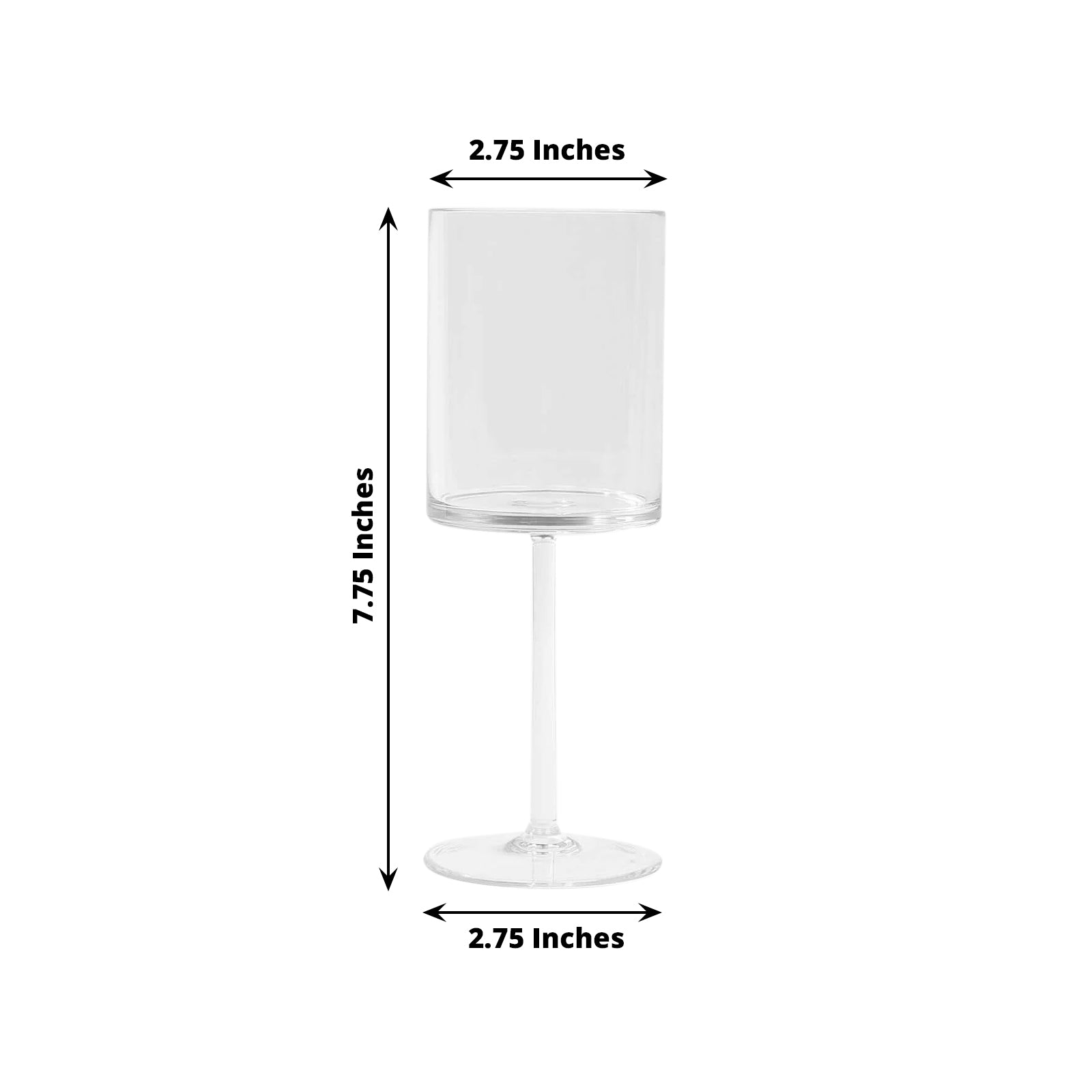 Clear plastic reusable cocktail glass with long stem, 10oz, shatterproof.