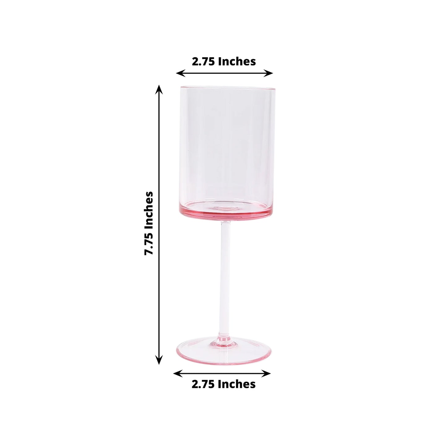 Transparent blush cocktail glasses with long stems, shatterproof design.