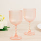 12-Pack Plastic Goblets Transparent Blush Vintage Ribbed Pattern - Reusable Shatterproof Glassware 9oz