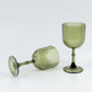 Dusty sage green vintage ribbed plastic goblets, shatterproof and reusable, 9oz.