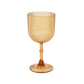 Amber gold ribbed reusable plastic wine goblet, 9oz, shatterproof vintage design.