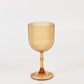 Amber gold ribbed reusable plastic wine goblet, 9oz vintage design.