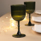 12 Pack Hunter Emerald Green Ribbed Reusable Plastic Wine Goblets, 9oz Shatterproof Vintage Drinking Glasses Water Goblets - 6.5"