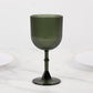 12 Pack Hunter Emerald Green Ribbed Reusable Plastic Wine Goblets, 9oz Shatterproof Vintage Drinking Glasses Water Goblets - 6.5"
