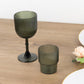 12 Pack Hunter Emerald Green Ribbed Reusable Plastic Wine Goblets, 9oz Shatterproof Vintage Drinking Glasses Water Goblets - 6.5"