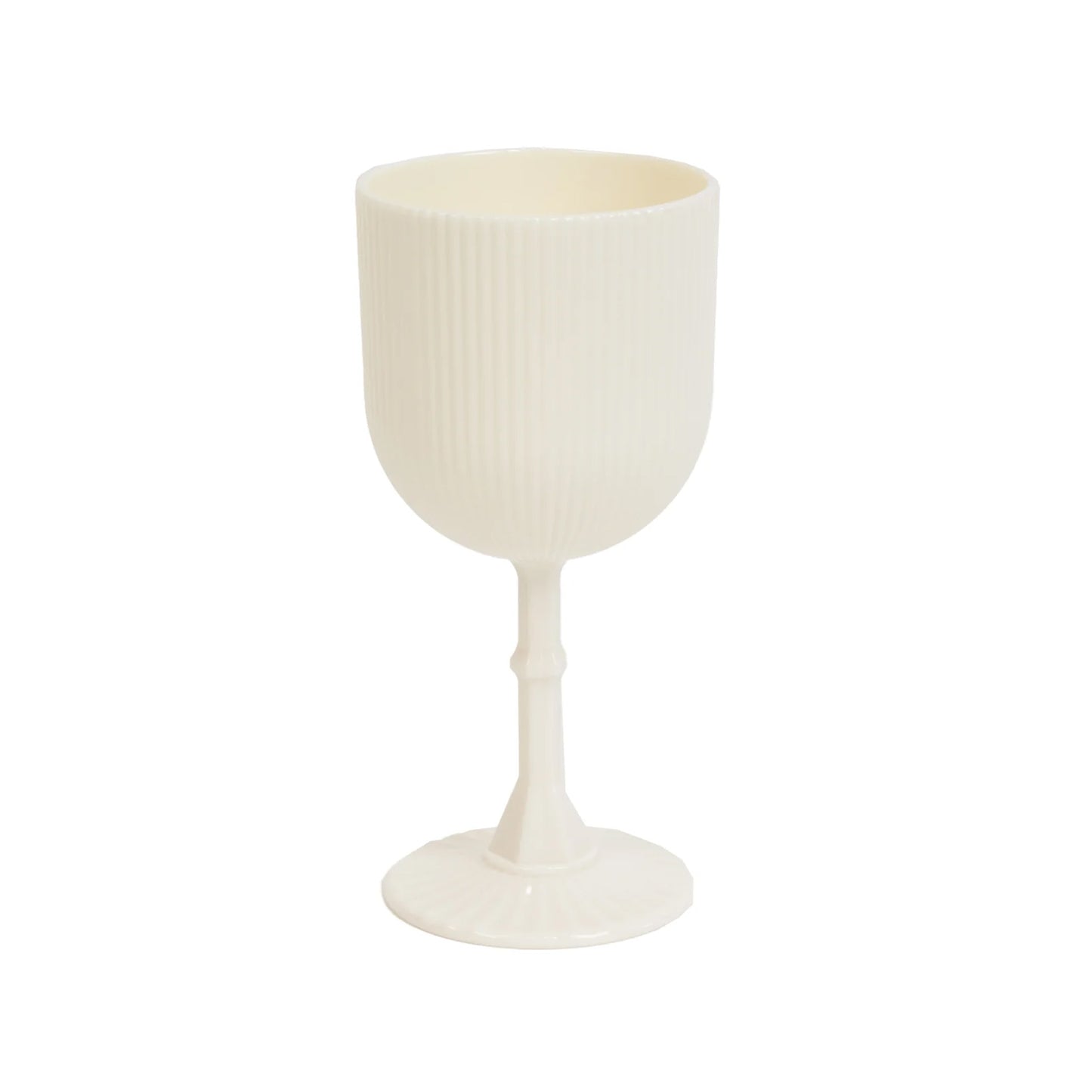 12-Pack Plastic Goblets White Vintage Ribbed Pattern - Reusable Shatterproof Glassware 9oz