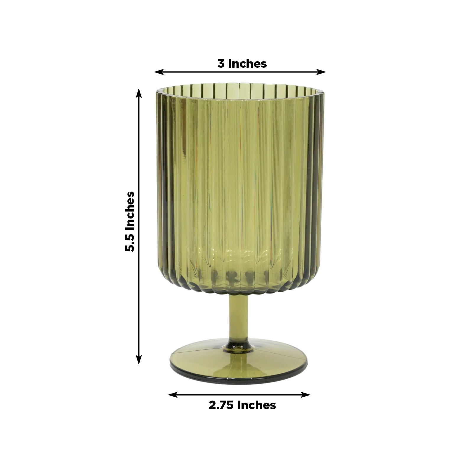 Dusty sage green ribbed plastic goblet, reusable wine glass, 12oz.