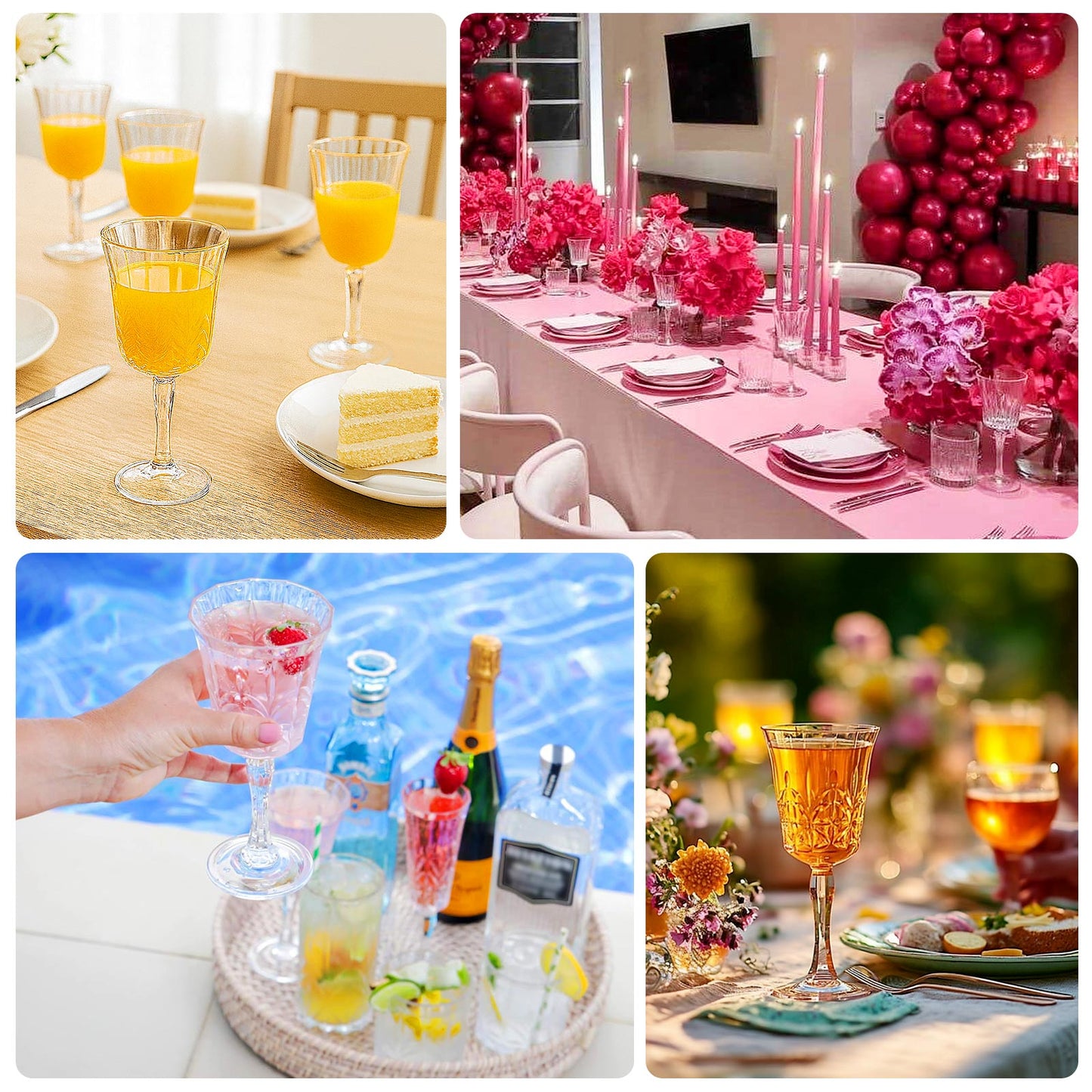 Clear shatterproof cocktail glasses with embossed leaf pattern, perfect for any occasion.