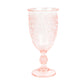 24-Pack Plastic Wine Glasses 10oz – Transparent Blush Vintage Goblets with Retro Embossed Design, Elegant Drinkware - 7" Tall