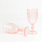 24-Pack Plastic Wine Glasses 10oz – Transparent Blush Vintage Goblets with Retro Embossed Design, Elegant Drinkware - 7" Tall