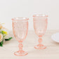 24-Pack Plastic Wine Glasses 10oz – Transparent Blush Vintage Goblets with Retro Embossed Design, Elegant Drinkware - 7" Tall