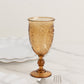 24-Pack Plastic Wine Glasses 10oz – Amber Gold Vintage Goblets with Retro Embossed Design, Elegant Drinkware - 7" Tall