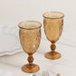 24-Pack Plastic Wine Glasses 10oz – Amber Gold Vintage Goblets with Retro Embossed Design, Elegant Drinkware - 7" Tall
