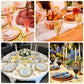 Pearl white vintage goblets with retro embossed design on elegant table setting.