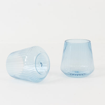 Transparent Dusty Blue Stemless Wine Glasses