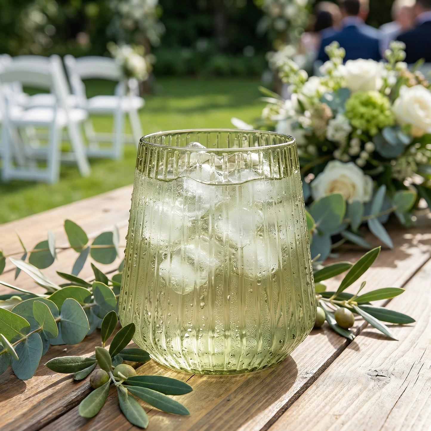 12-Pack Transparent Dusty Sage Green Plastic Stemless Wine Glasses – 12oz Ribbed Design, Reusable Sh