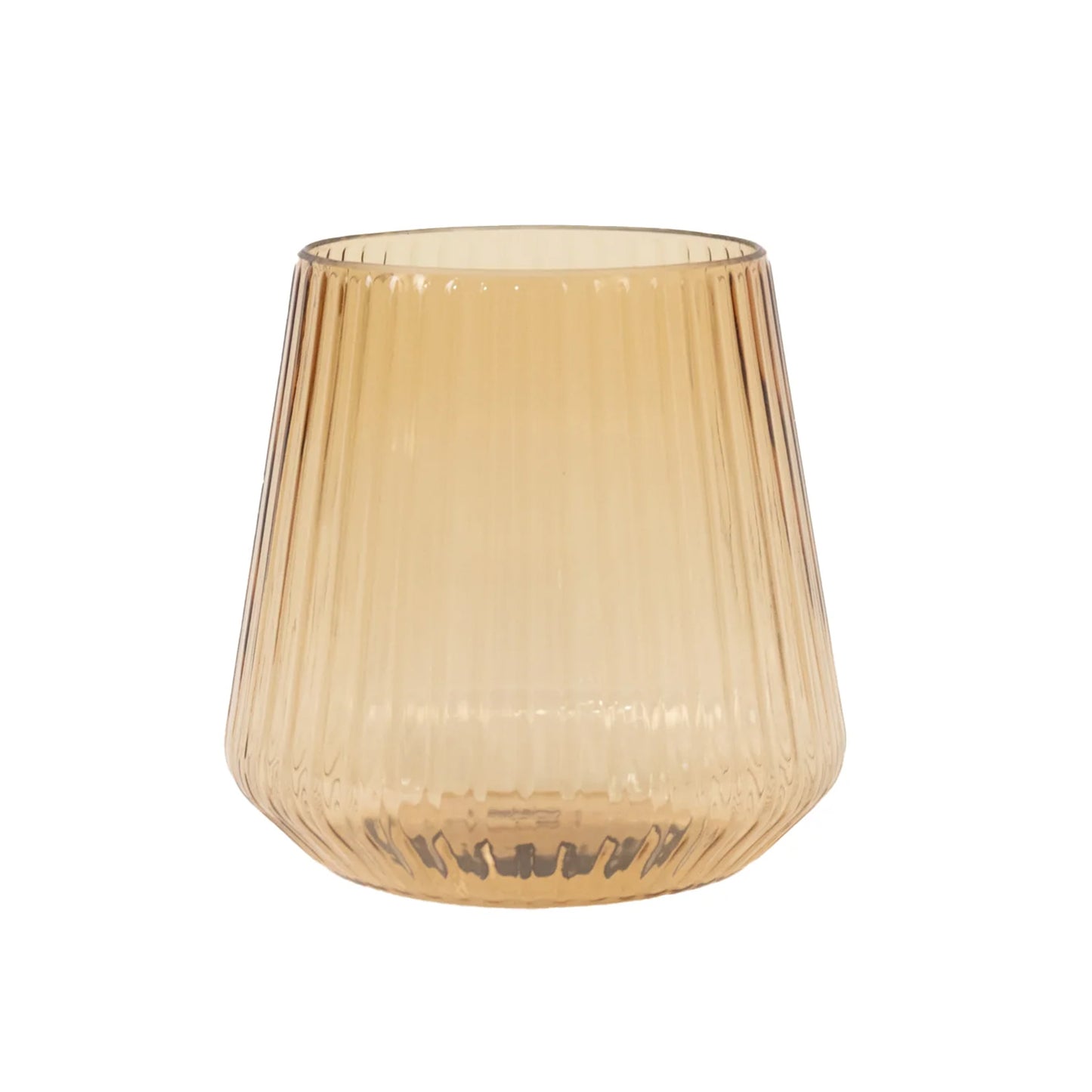 12-Pack Amber Gold Plastic Stemless Wine Glasses – 12oz Ribbed Design, Reusable Shatterproof Cocktail Tumblers