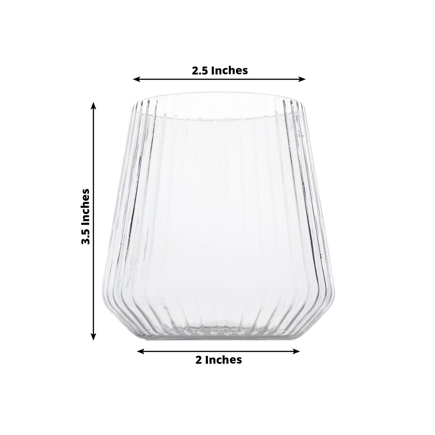 12-Pack Clear Plastic Stemless Wine Glasses – 12oz Ribbed Design, Reusable Shatterproof Cocktail Tumblers