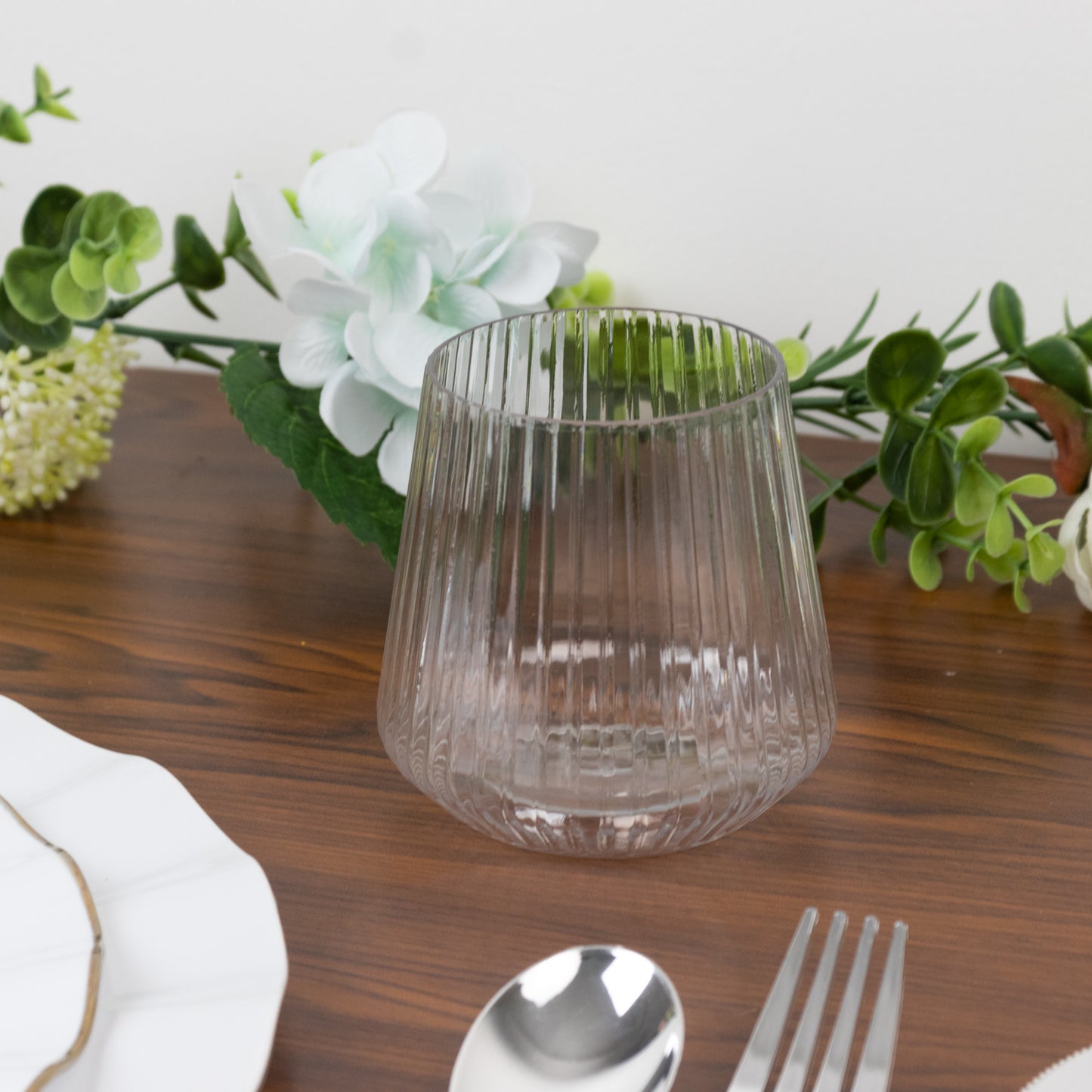 12-Pack Clear Plastic Stemless Wine Glasses – 12oz Ribbed Design, Reusable Shatterproof Cocktail Tumblers