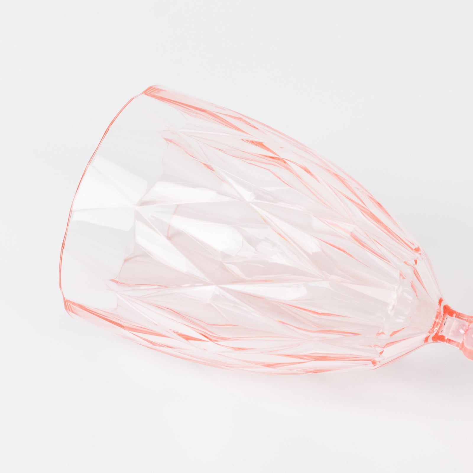 Blush vintage diamond cut plastic goblet, 11oz reusable wine glass.