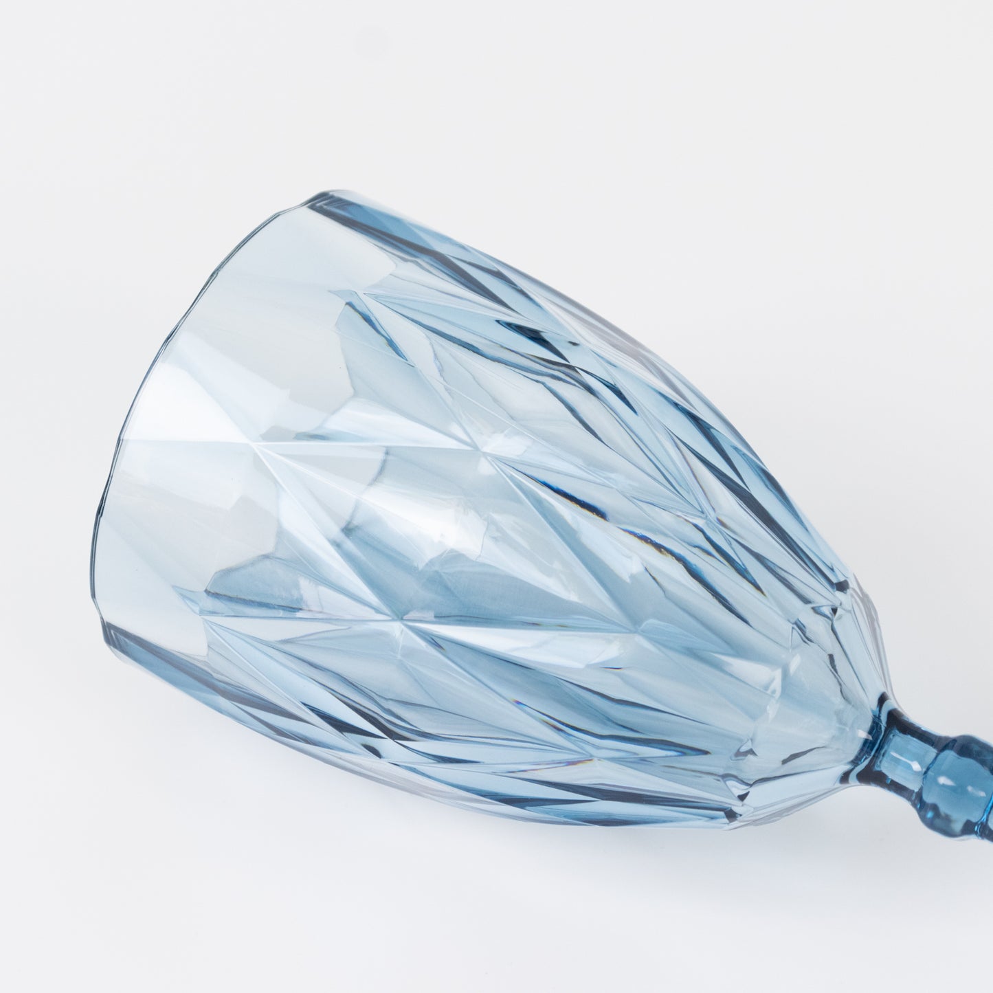 Dusty blue vintage diamond cut plastic goblet, 11oz reusable beverage glass.
