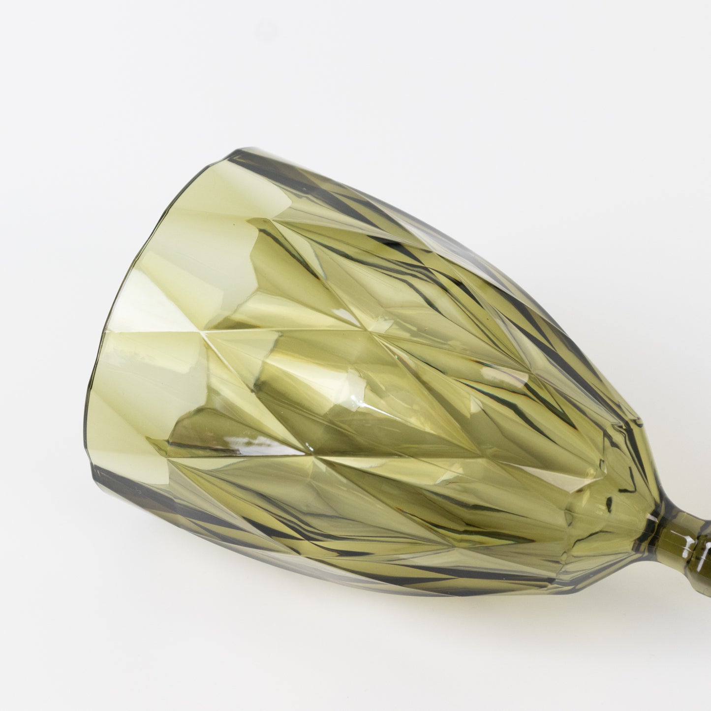 Dusty sage green vintage diamond cut plastic goblet