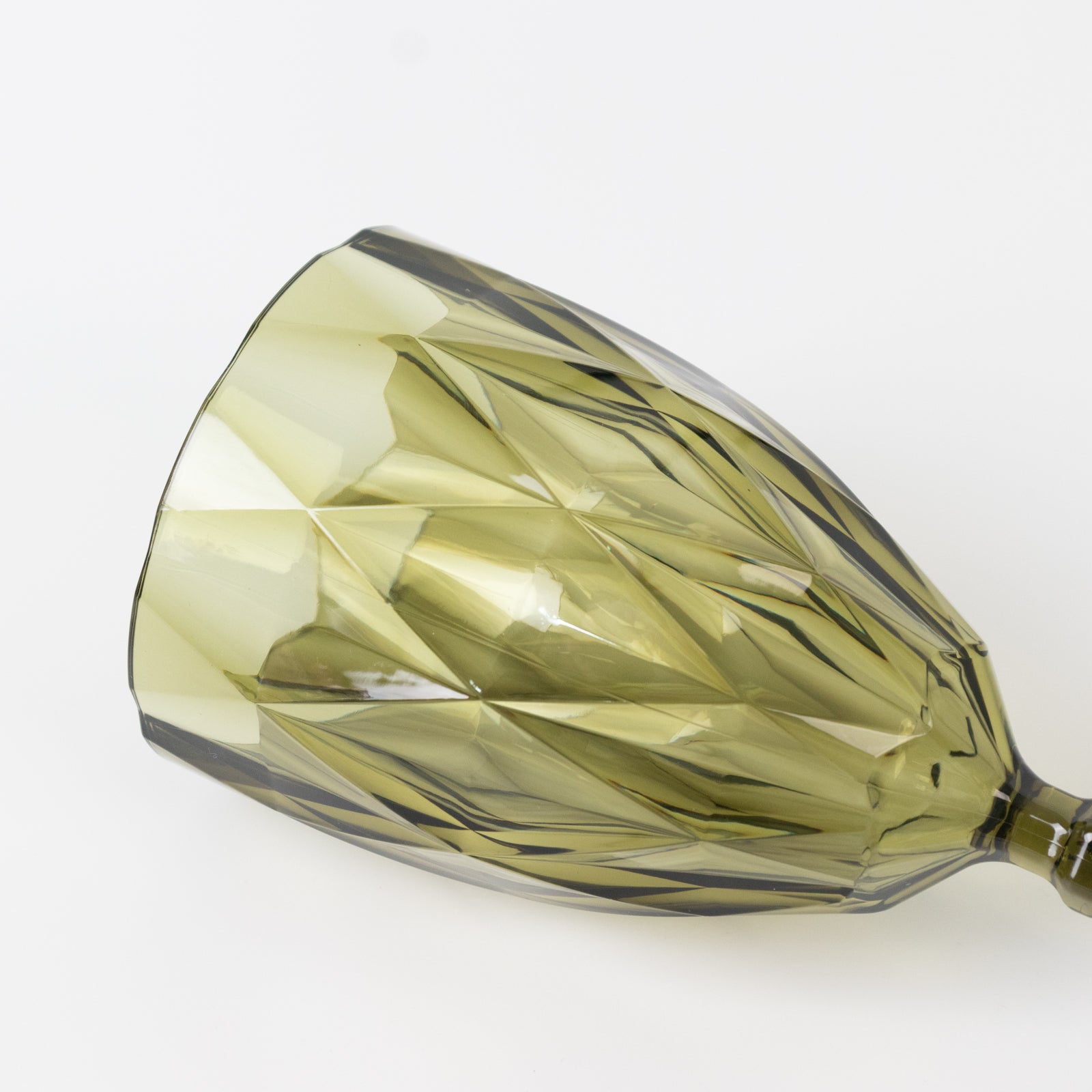 Dusty sage green vintage diamond cut plastic goblet
