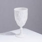 Pearl White Vintage Diamond Cut Plastic Goblet on a white surface.