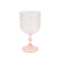 12 Pack Vintage Plastic Wine Goblets – 15oz Reusable Shatterproof Blush Embossed Floral Pattern Drinkware, Decorative Cups