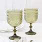 12 Pack Vintage Plastic Wine Goblets – 15oz Reusable Shatterproof Dusty Sage Green Embossed Floral Pattern Drinkware, Decorative Cups