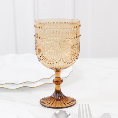 Transparent Amber Gold Wine Goblets