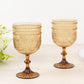 12 Pack Vintage Plastic Wine Goblets – 15oz Reusable Shatterproof Amber Gold Embossed Floral Pattern Drinkware, Decorative Cups