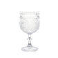 12 Pack Vintage Plastic Wine Goblets – 15oz Reusable Shatterproof Clear Embossed Floral Pattern Drinkware, Decorative Cups