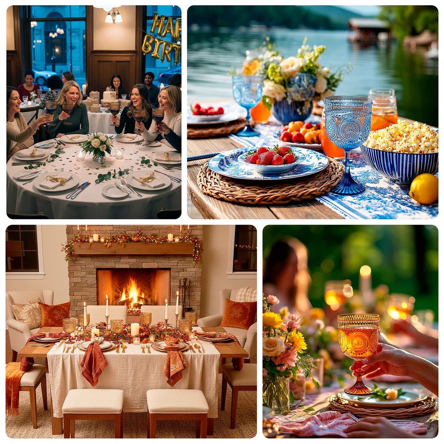 12 Pack Vintage Plastic Wine Goblets – 15oz Reusable Shatterproof Embossed Floral Pattern Drinkware