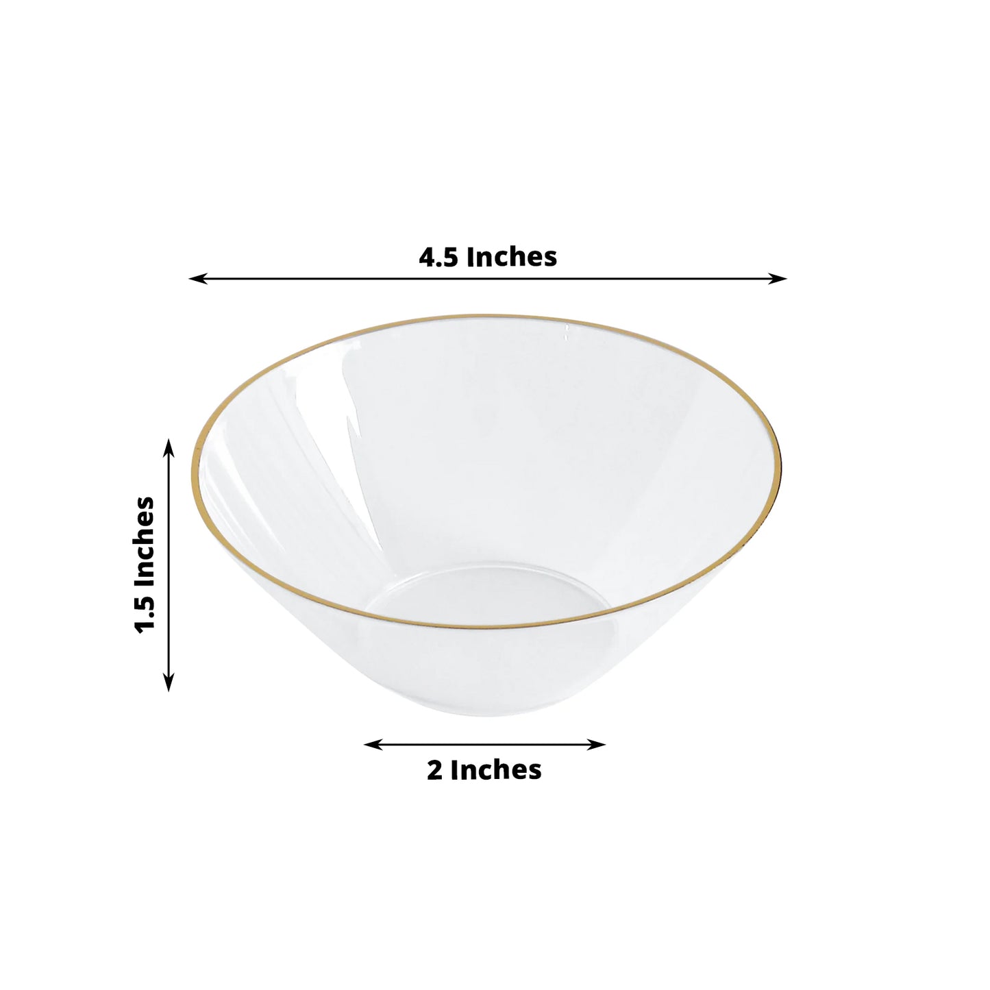 24 Pack Clear Premium Plastic Ice Cream Bowls with Gold Rim, 7oz Heavy Duty Disposable Dessert Party Bowls