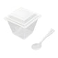 24 Pack | 4oz Clear Plastic Square Dessert Tumbler Cup, Lid and Spoon Set, Disposable Snack Serving Cups